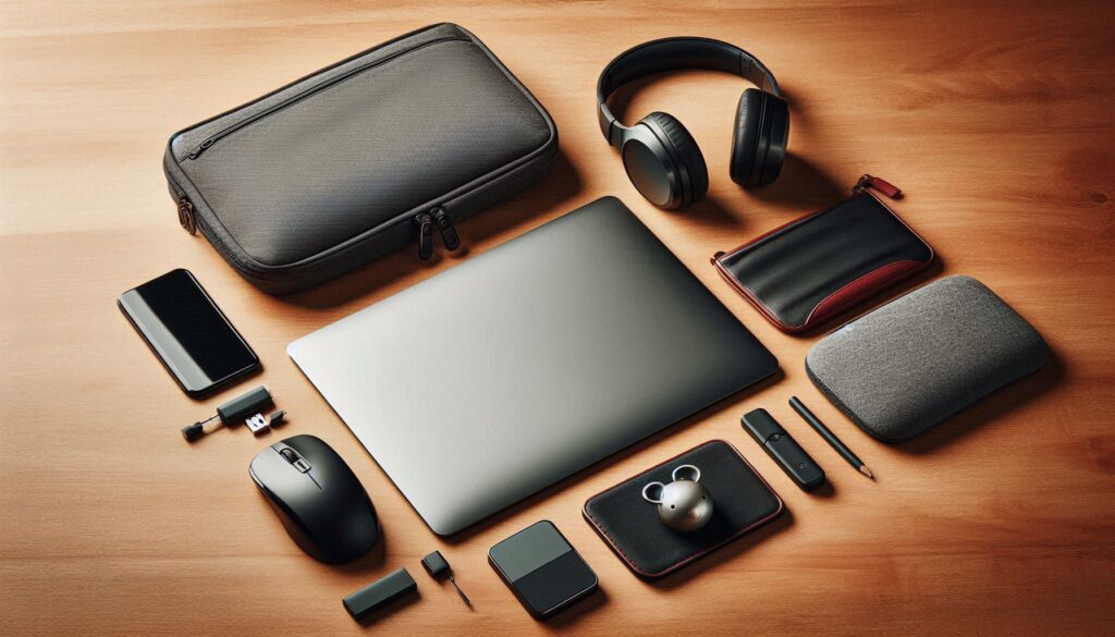 Laptop accessories for college students including mouse, and headphones